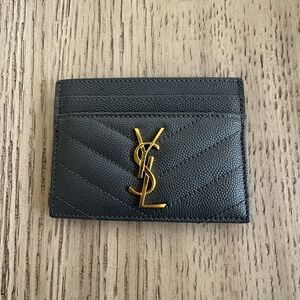 Saint Laurent Black Card Holder with Gold Logo